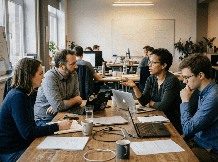Equipo de Conecta NEX trabajando en la estrategia digital de un negocio